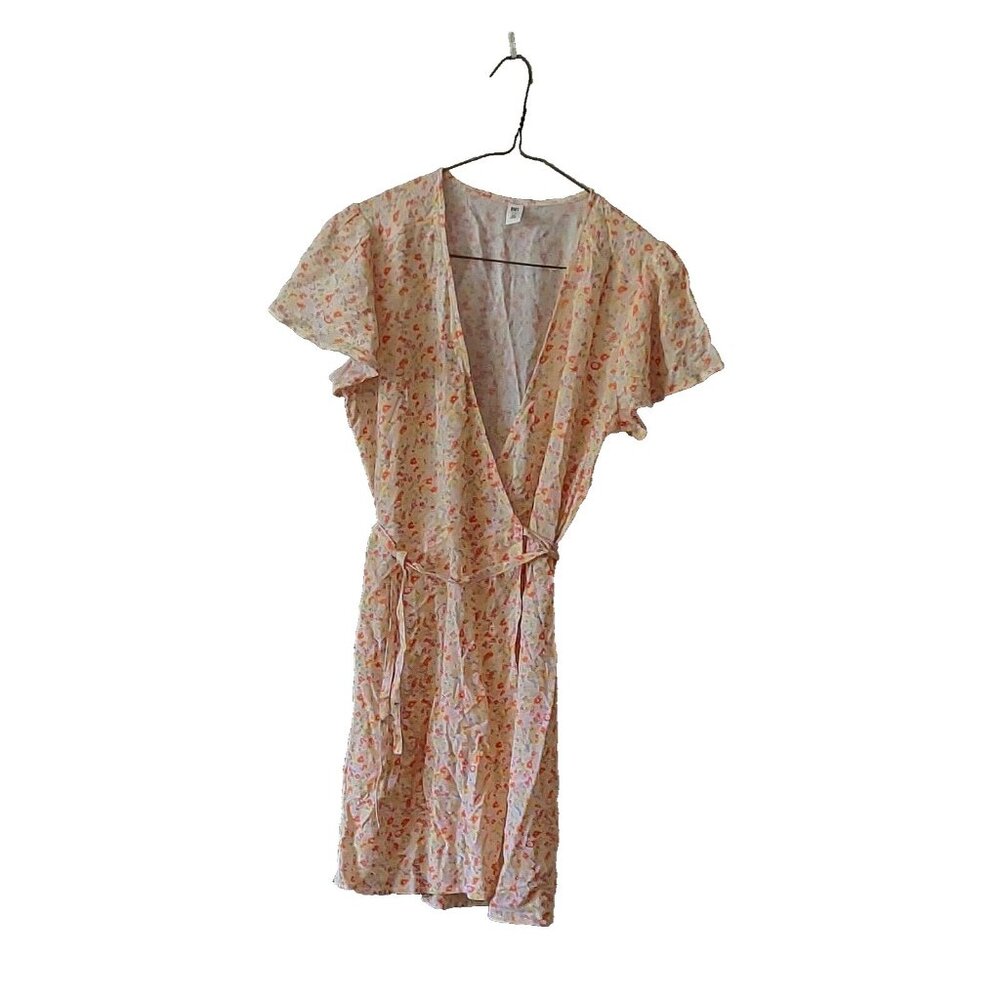BP Floral Print Wrap Dress Pink Yellow Maisey Ditsy Flutter Sleeve Size …